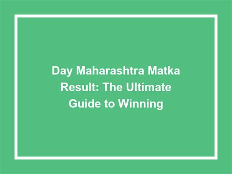 maharashtra matka satta|maharashtra day matka result today.